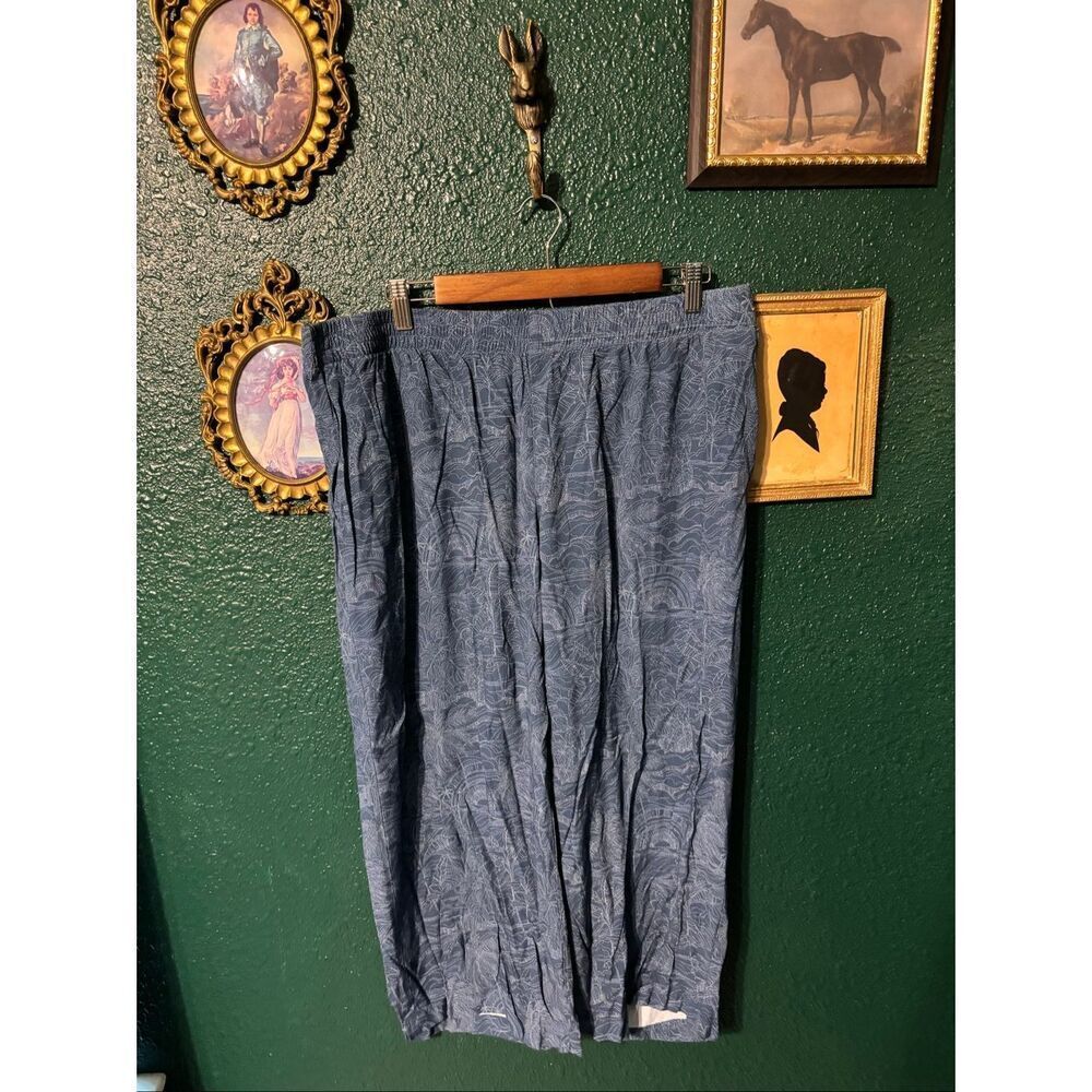 J. Jill Blue Patterned Crop Rayon Pants Sz XL